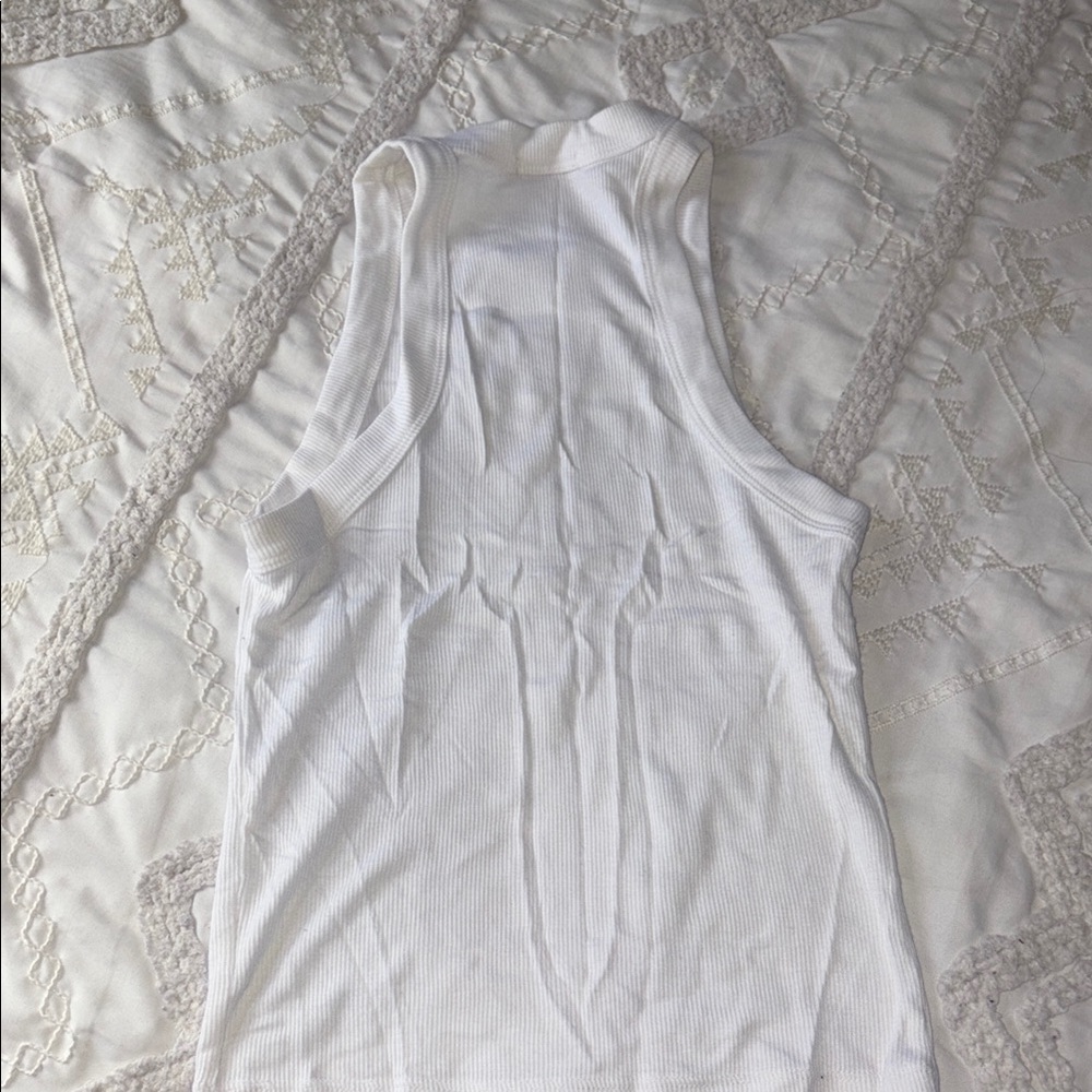 White Ribbed Tank Top - Picture 2 of 5